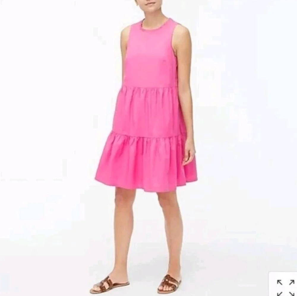 J Crew Sleeveless Tiered Mini Dress Pink Womens 2 Cotton Poplin Feminine Preppy‎
